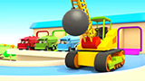 Helper Cars And Ball Pit for Fish With Construction Vehicles In Cartoon for Kids