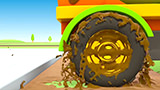 Truck, Crane, Concrete Mixer And Bulldozer at the Car Wash In Helper Cars Cartoon 